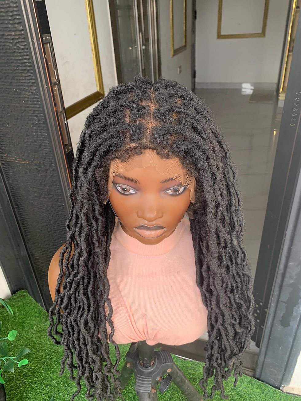 Thumbnail: Black synthetic loc wig, faux locs wig