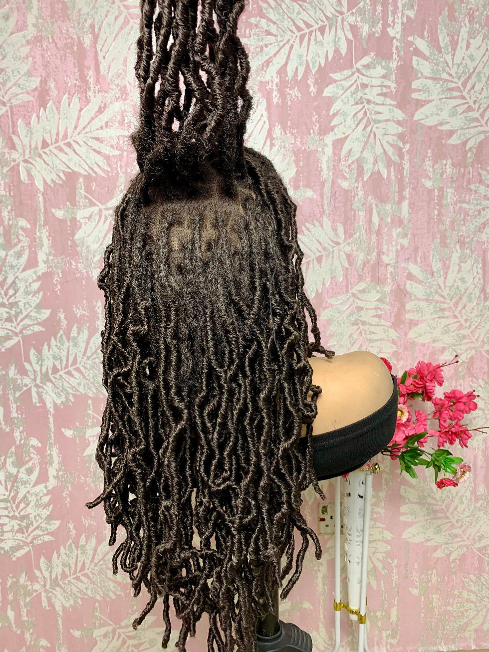 Thumbnail: Band wig lace locs wig 14" locs wig, faux locs, #4 medium brown