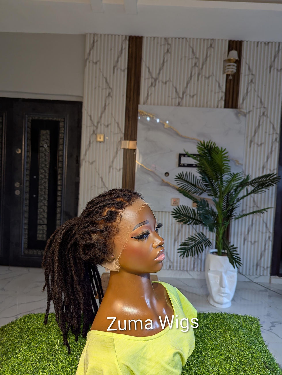 Thumbnail: Black Human Hair Loc Wig, Natural Looking, 12-16 Inch Lengths