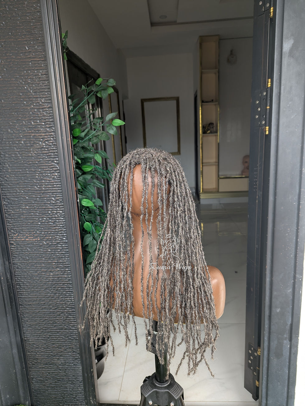 Thumbnail: Lace front human hair salt and pepper loc replacement unit
