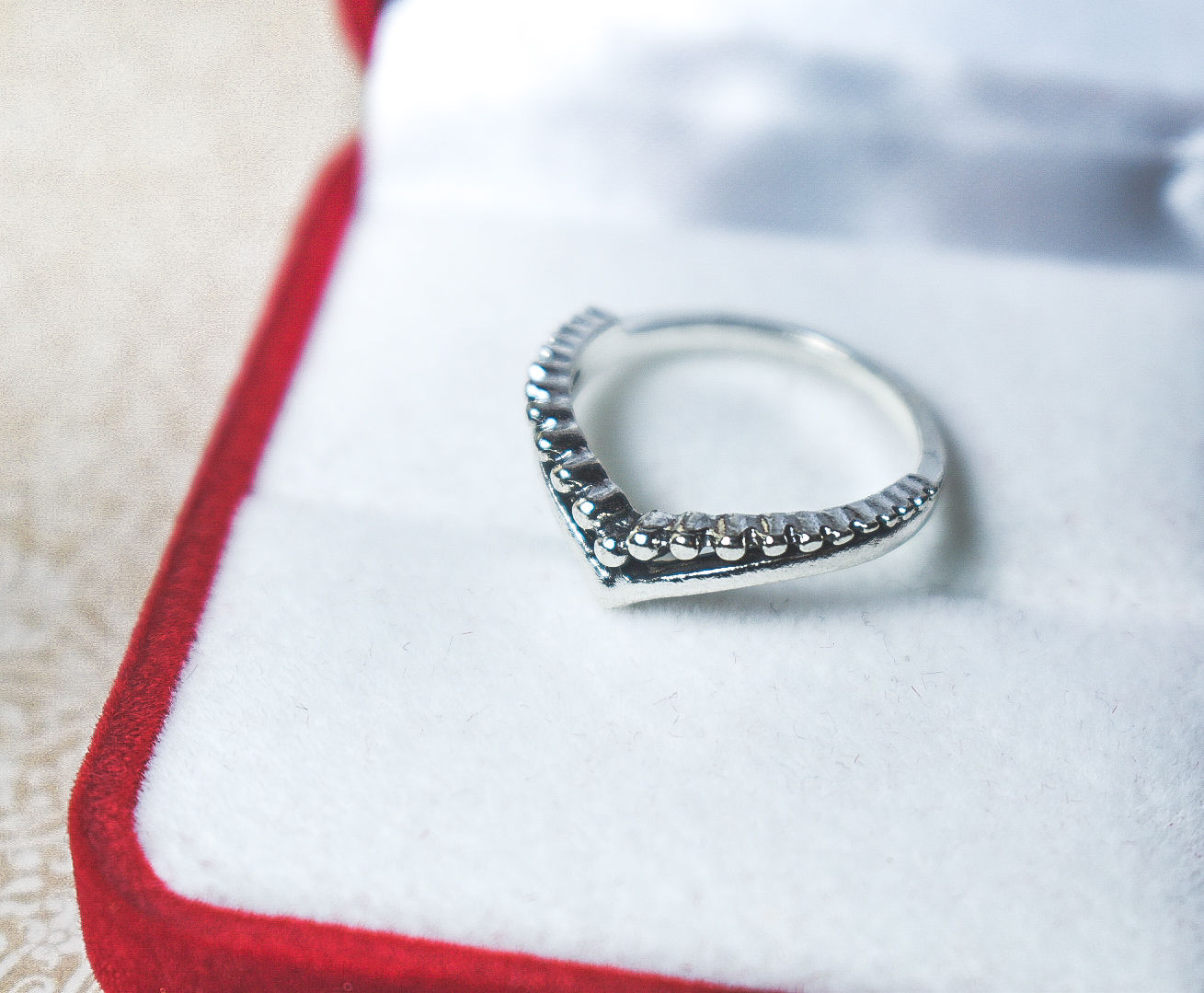 Double V Shaped Silver Ring