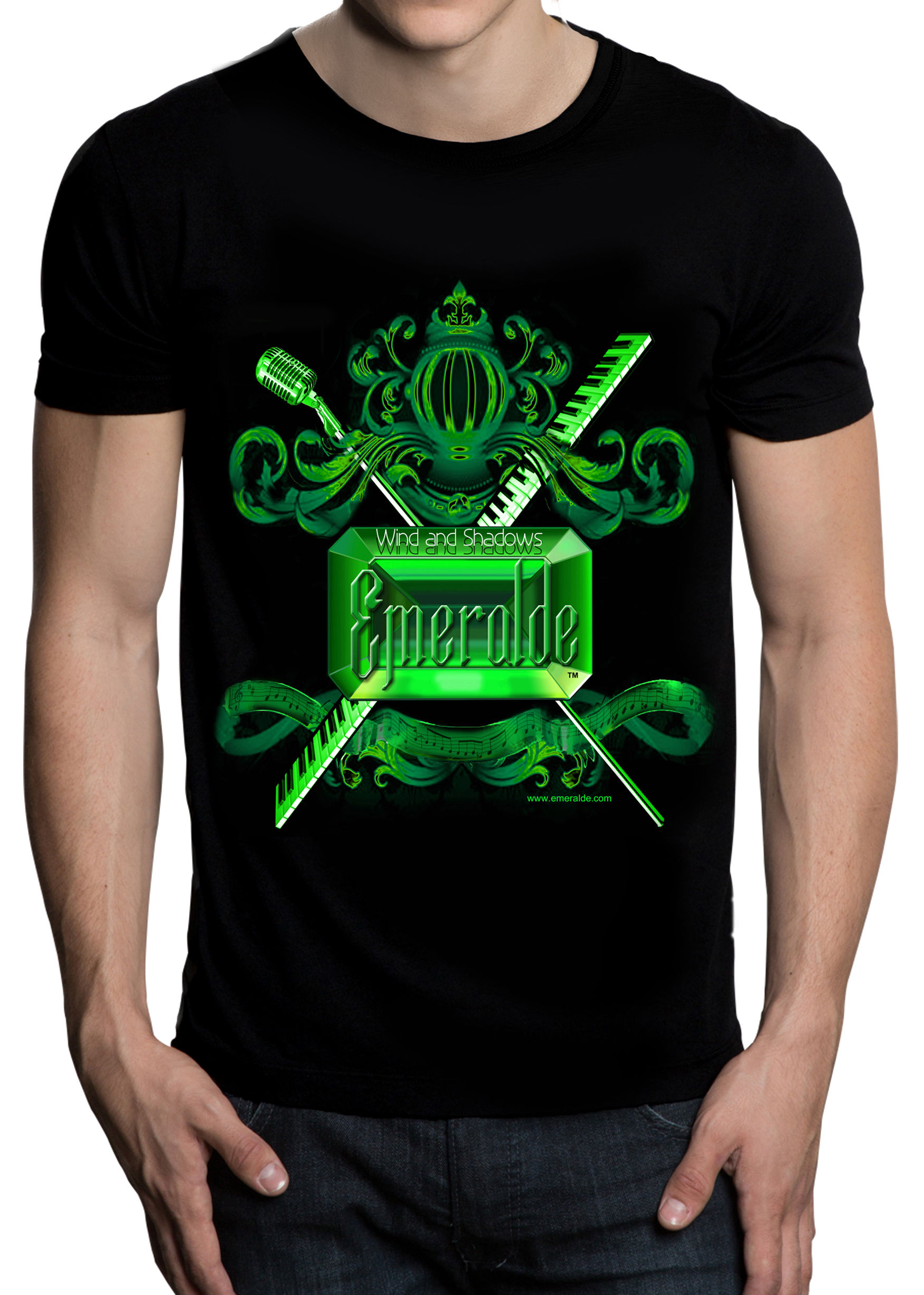 Men's (Emeralde) Black t-shirt