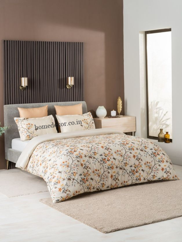 DDecor Elemental Collection Floral Glory Fog Bedsheet with Pillow cover