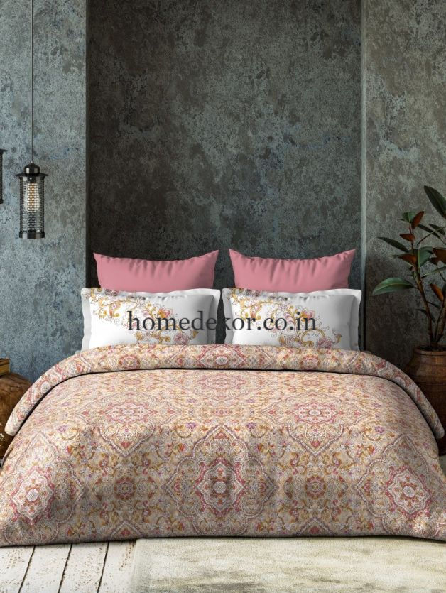 DDecor Primary Collection Royalage Rococco Red Bed Sheet Set with Pillow Cover