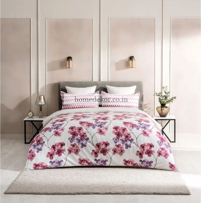 DDecor Optima Collection Jardin Magenta Bed Sheet with Pillow Cover