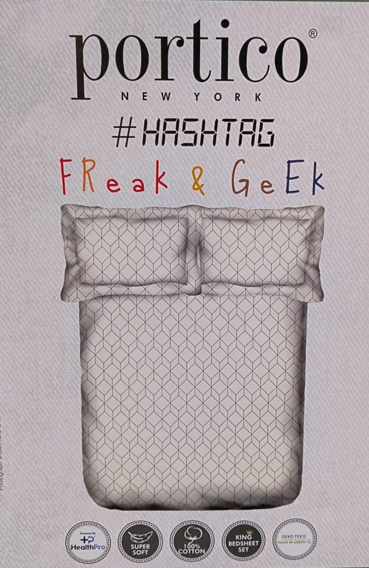 Portico #hashtag Queen Bedsheet with Pillow cover