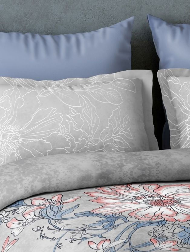 Thumbnail: DDecor Primary Collection Elsa Vista Blue Bed Sheet Set With Pillow Cover