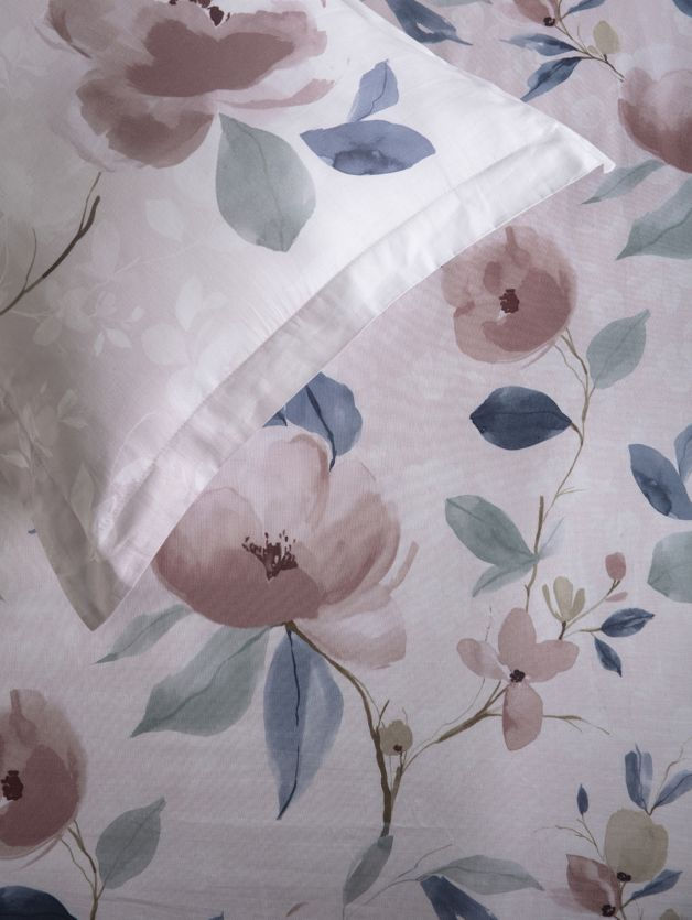 Thumbnail: DDecor Primary Collection Syrah Wood Rose Bed Sheet Set with Pillow Cover