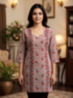 Rustic Bloom Striped Kurti