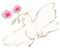 Colombe tenant des roses en aquarelle