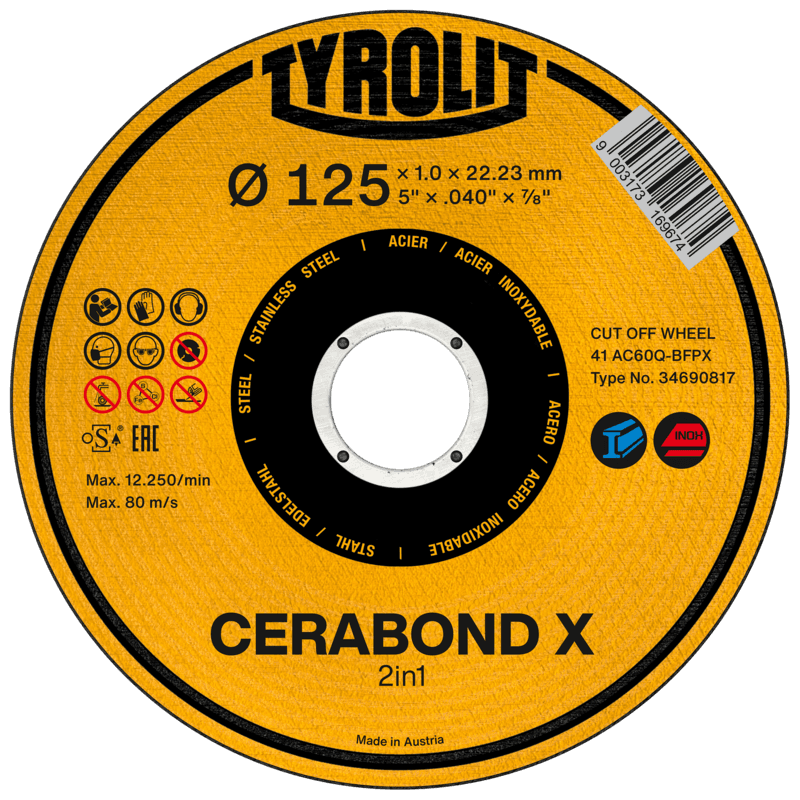Tyrolit Cerabond X Ceramic Cutting Discs 125X1