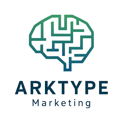 Logo for Arktype Marketing featuring text and a brain