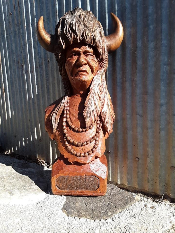 Thumbnail: Buffalo Horn Headdress Indian [SOLD]