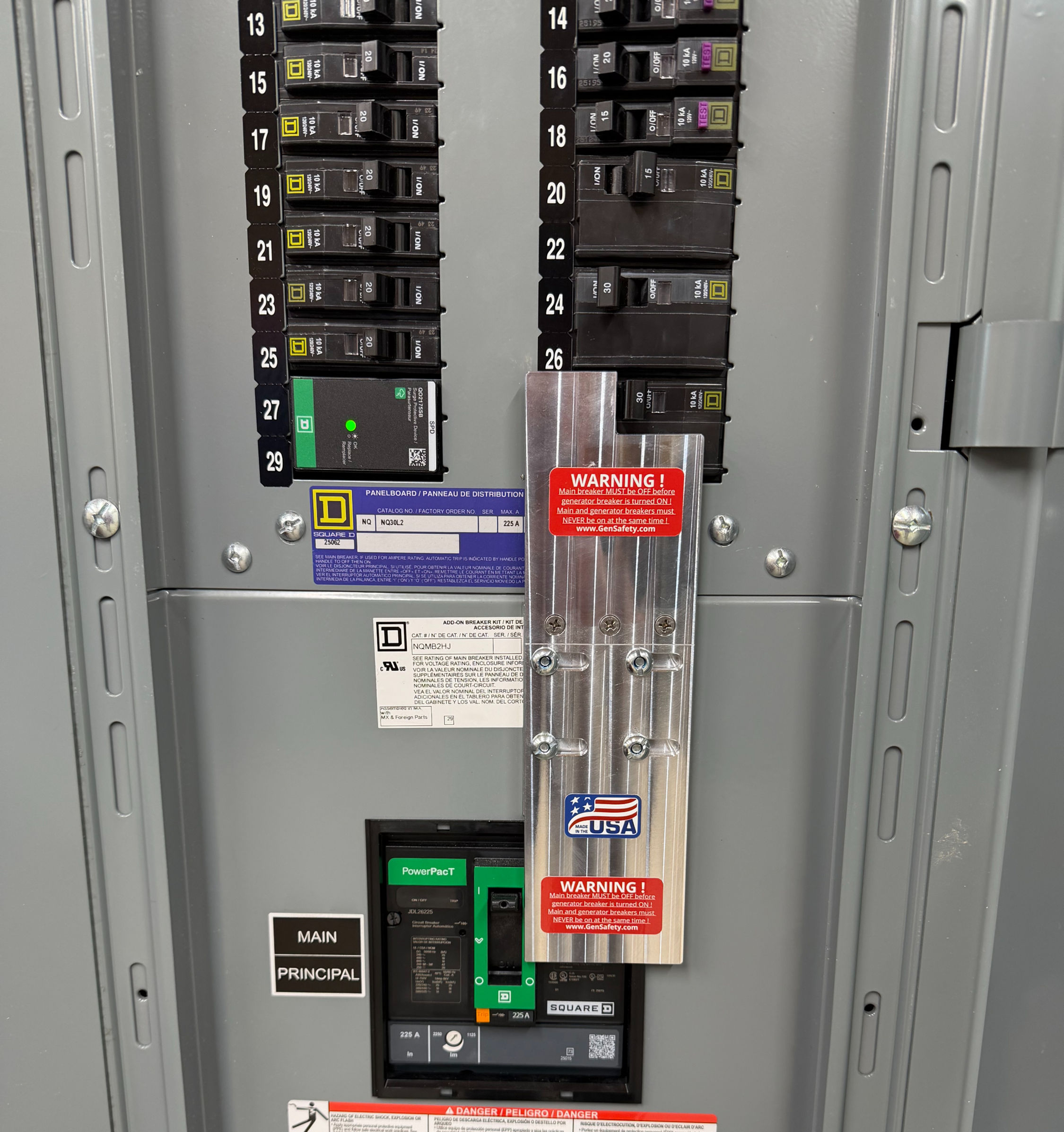 Model SD55 Square D Panel Generator Interlock Kit