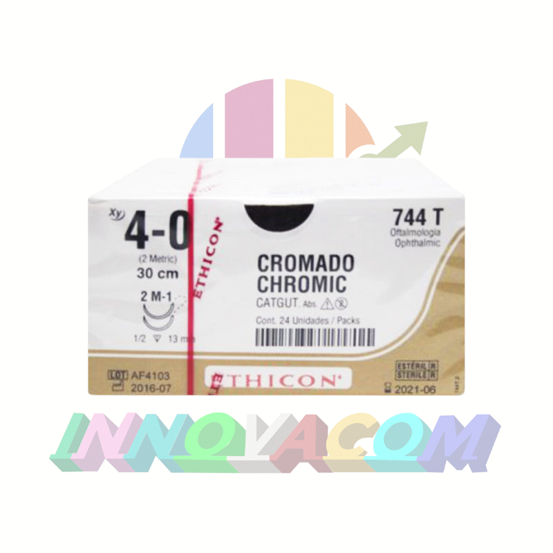 Ethicon Sutura Calibre 4/0 - Longitud 30 CM - Aguja M-1 D/A Catgut Cromico