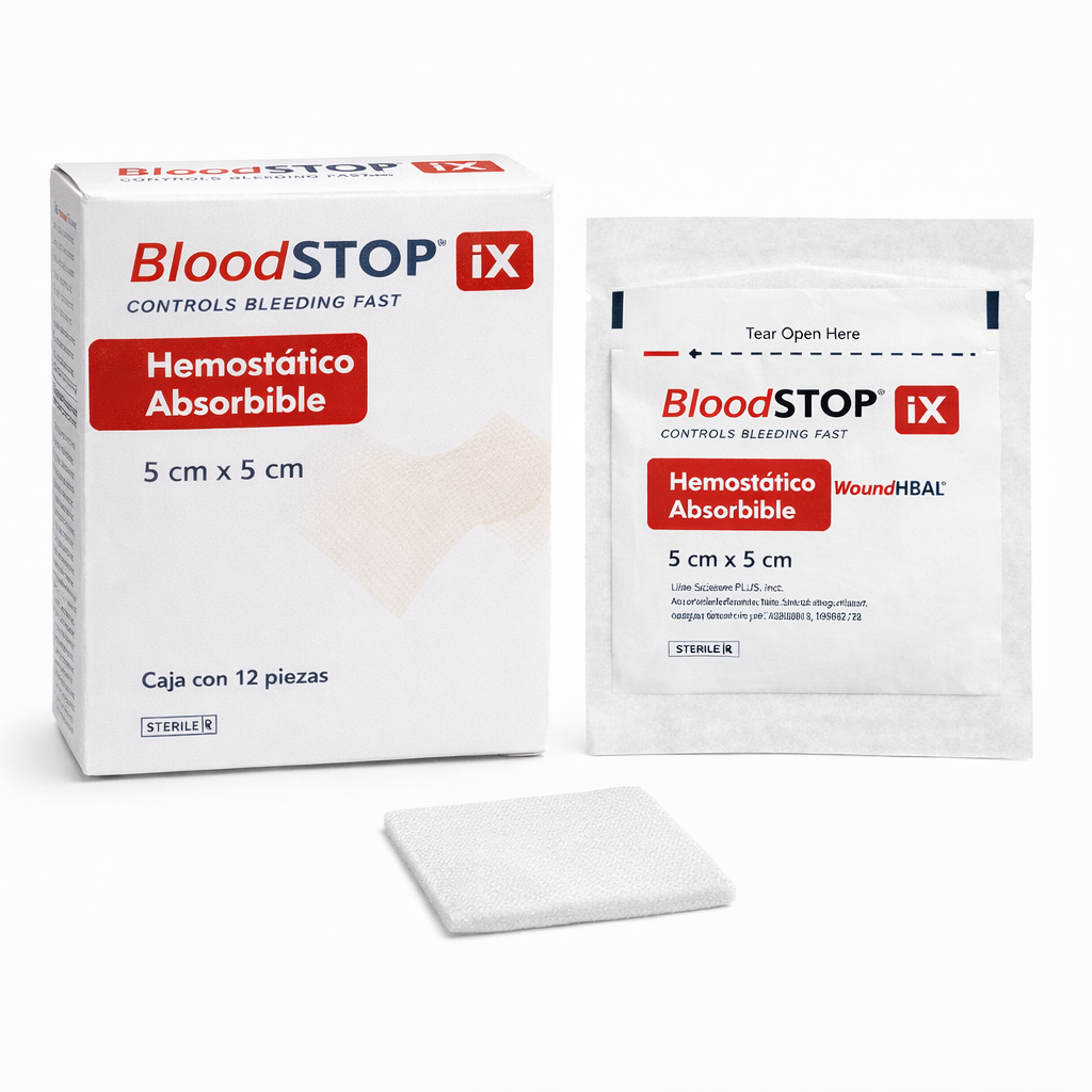 BloodSTOP iX Hemostático Absorbible de 5 CM x 5 CM - Caja Con 12 Piezas