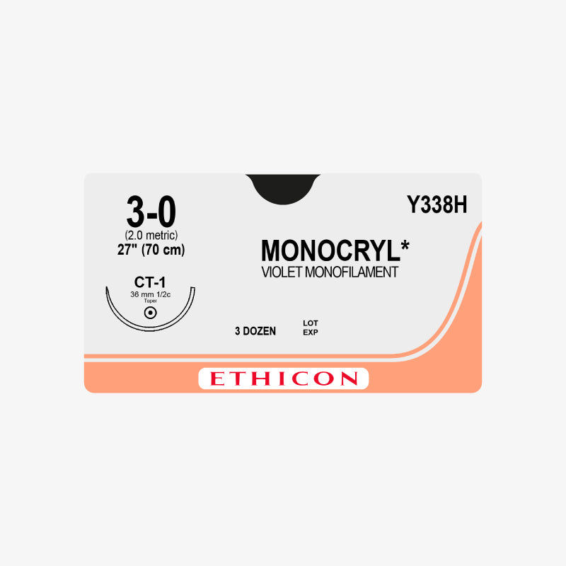 Ethicon Sutura Calibre 3/0 - Longitud 70 CM - Aguja CT-1 36 MM Monocryl