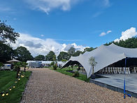 Wedding stretch tent in private garden for wedding ceremony