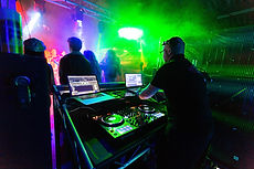 Professional mobile DJ setup with sound and lighting