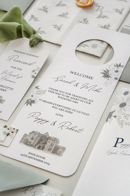 Hyde House guest door hangers cotswold wedding stationer