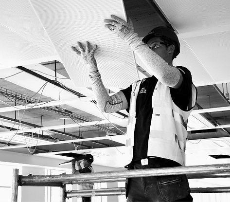 Umberslade operatives remove Ceiling tiles office strip out