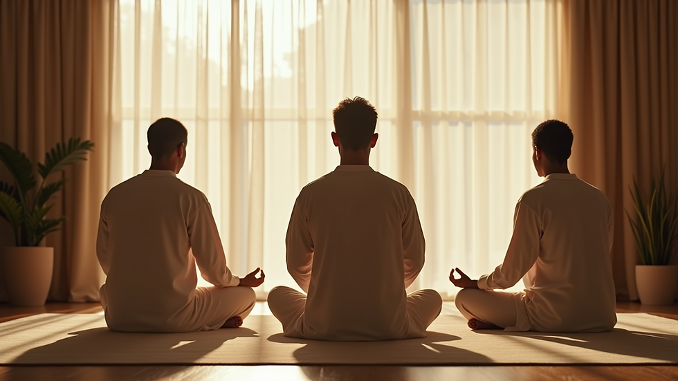 Eye-level view of a mediation session in a serene environment