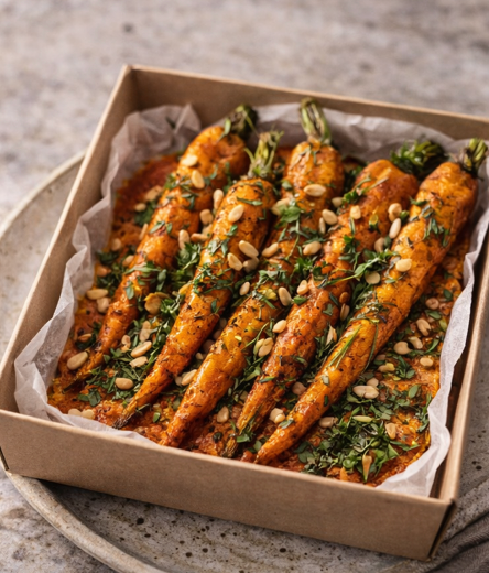 SIDES BOX - Whole roasted spiced carrots | pine nuts | dill (gf/df/v) - Serves 5