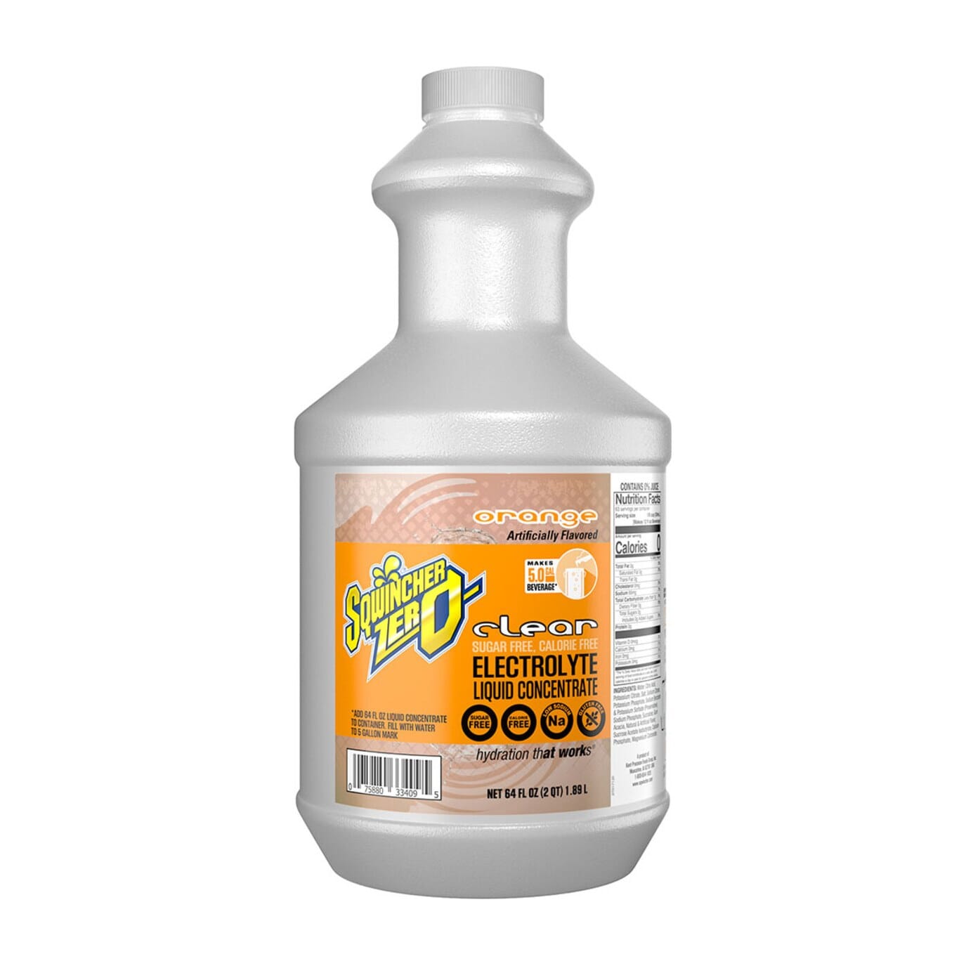 Sqwincher ZERO Liquid Concentrate, Orange, 64 oz, 5 Gal Yield