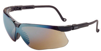 Uvex Genesis Safety Glasses W/Black Frame & Gold Mirror Lens