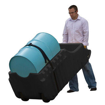 Justrite 32" X 26" X 72" 66 Gal Black Portable Indoor & Outdoor Drum Caddy