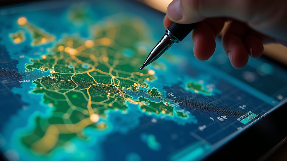 Close-up view of digital mapping tools used for land management