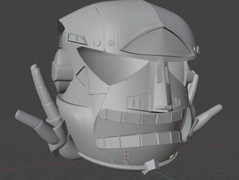 robotic helmet with angry expression