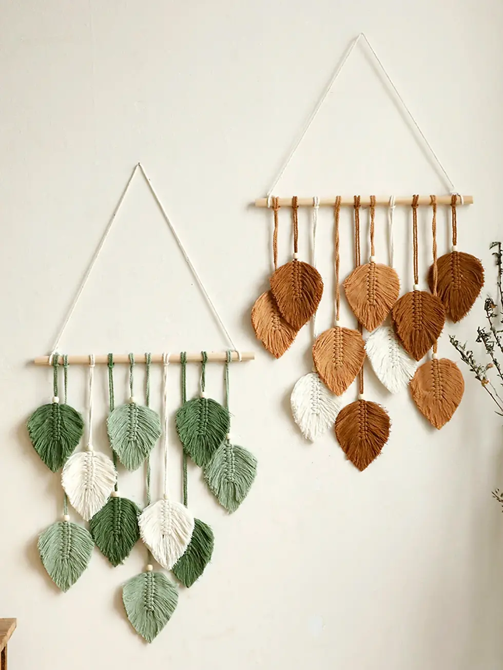 Leaf Macrame Hanging Wall Tapestry (Brown or Green)