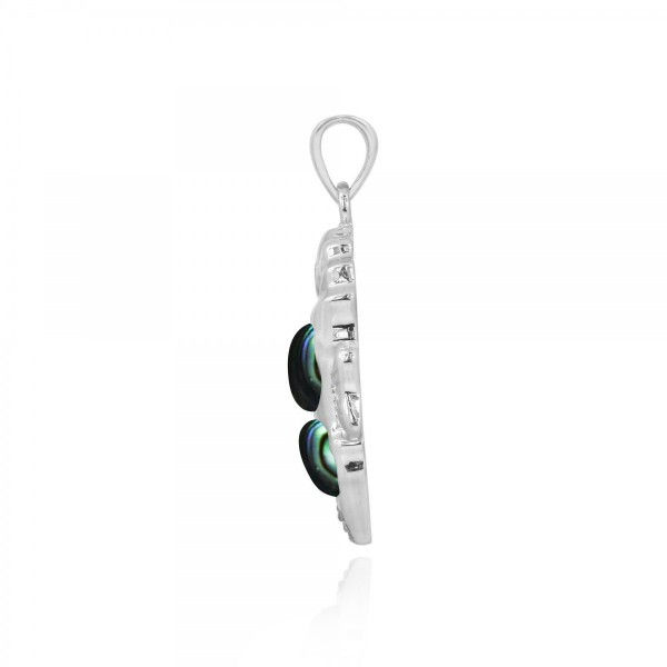 Thumbnail: Sea Horse Pendant with Abalon shell and Black Spinel - Sea Life Beach Silver 925