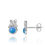 Thumbnail: Sterling Silver Manta Ray Stud Earrings with Round Simulated Blue Opal - Sea lif