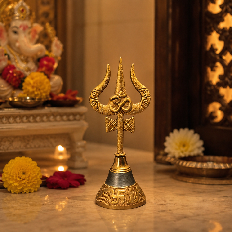 Thumbnail: Aum-Trishul-Damru Brass Bell