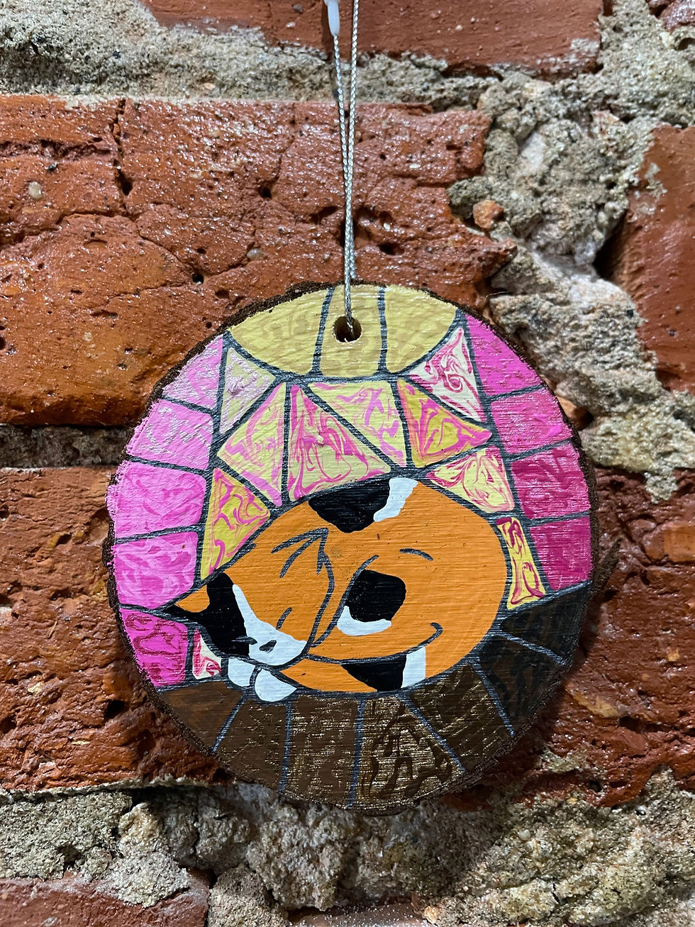 Thumbnail: Sleeping Cat - Calico - Black Based - ORNAMENT