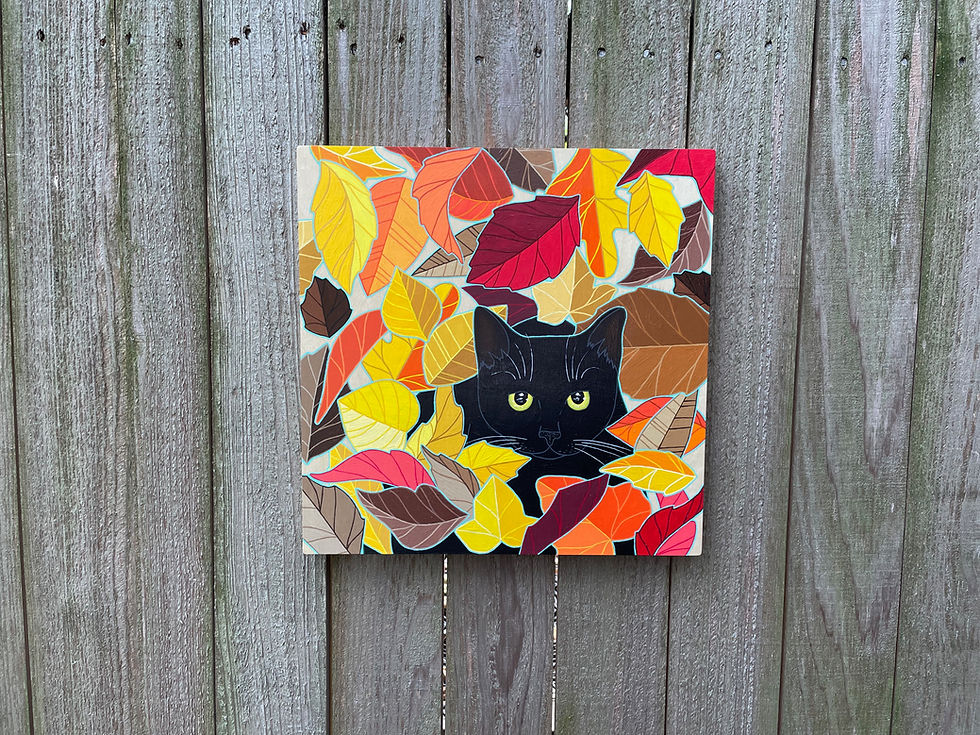 Thumbnail: Cat in Fall Leaves - 12x12