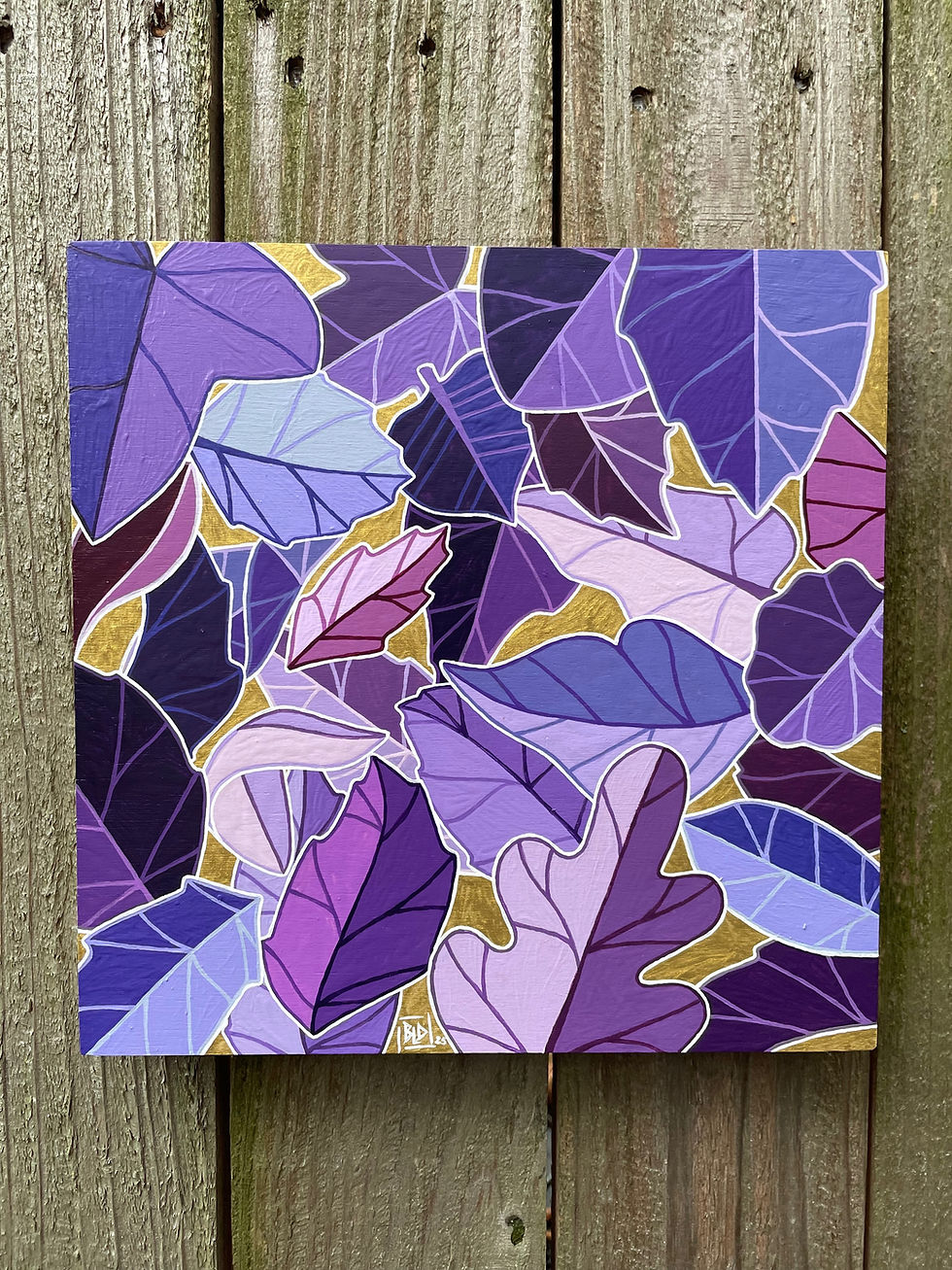 Leaves (Purple/Gold) - Painting
