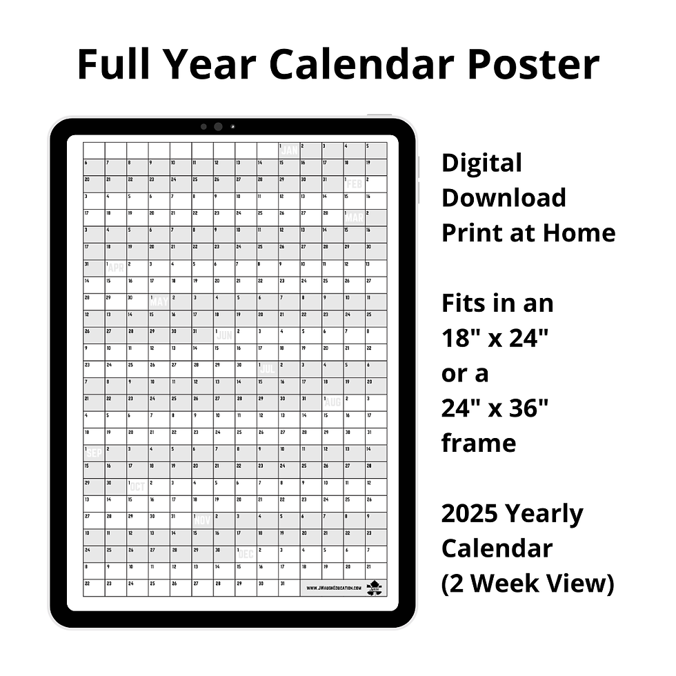 Thumbnail: 2025 Full-Year Calendar – Two Weeks at a Glance