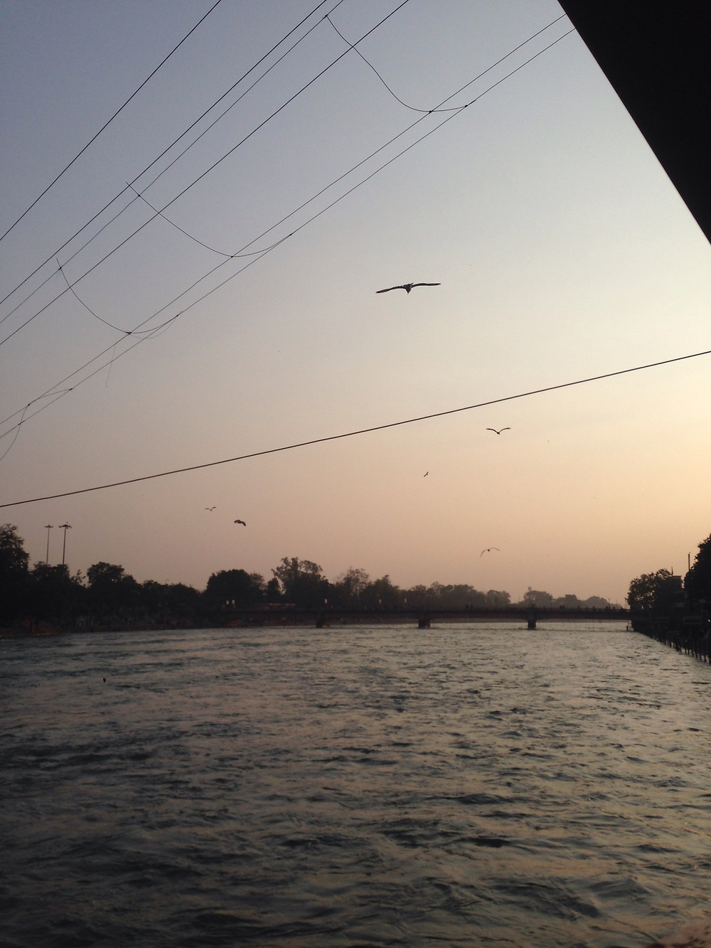 Sunset over the holy river Ganges.