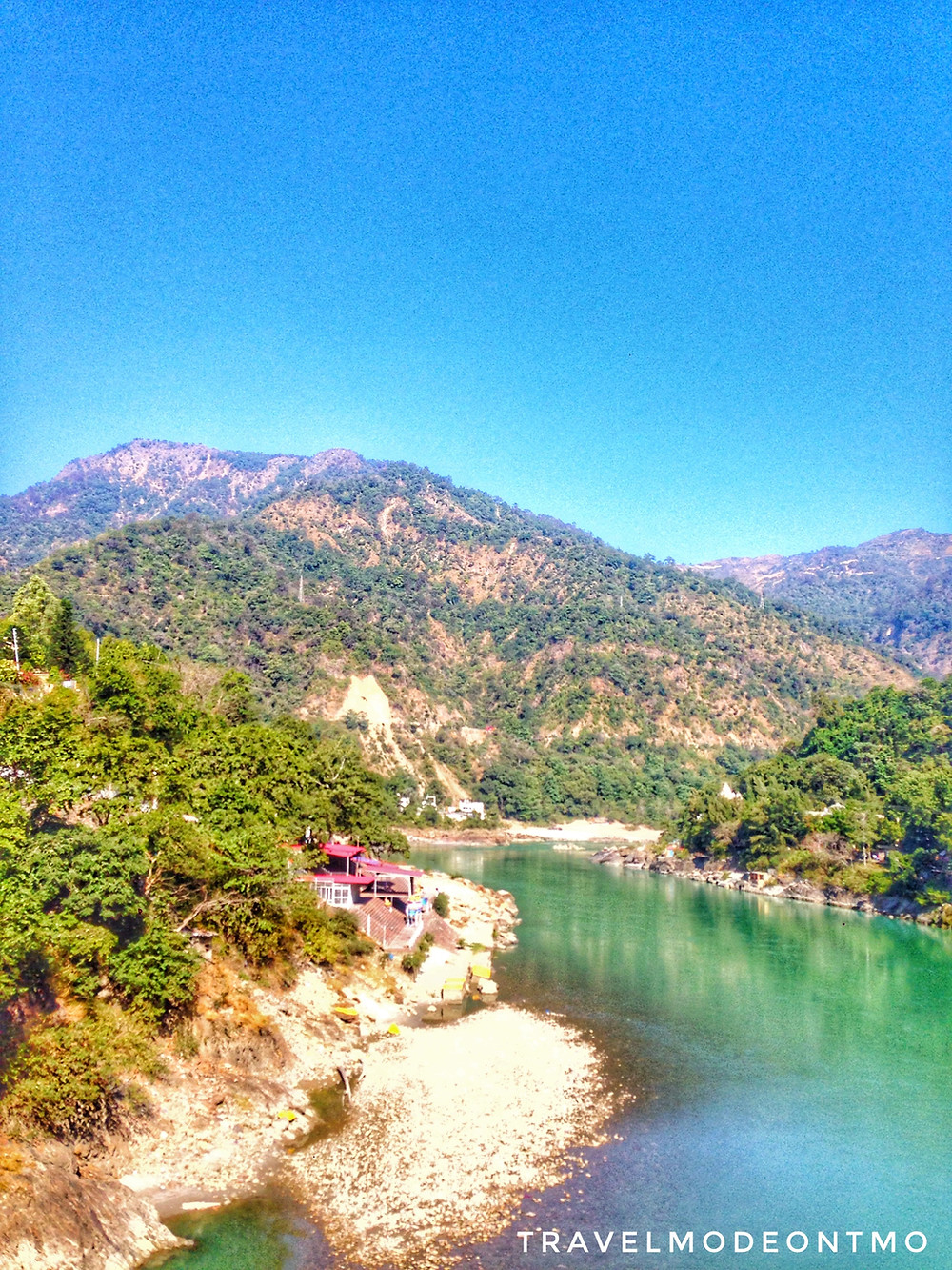 View of River Ganga entering the plains