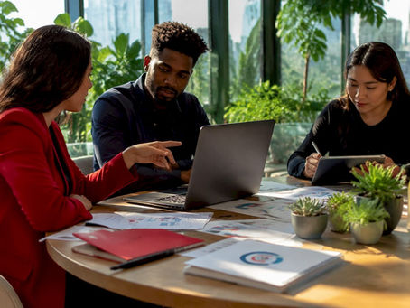 Team discussing retail IT alternatives at conference table