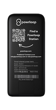 Powrloop station met draagbare powerbank – huur en laad je telefoon op binnen seconden