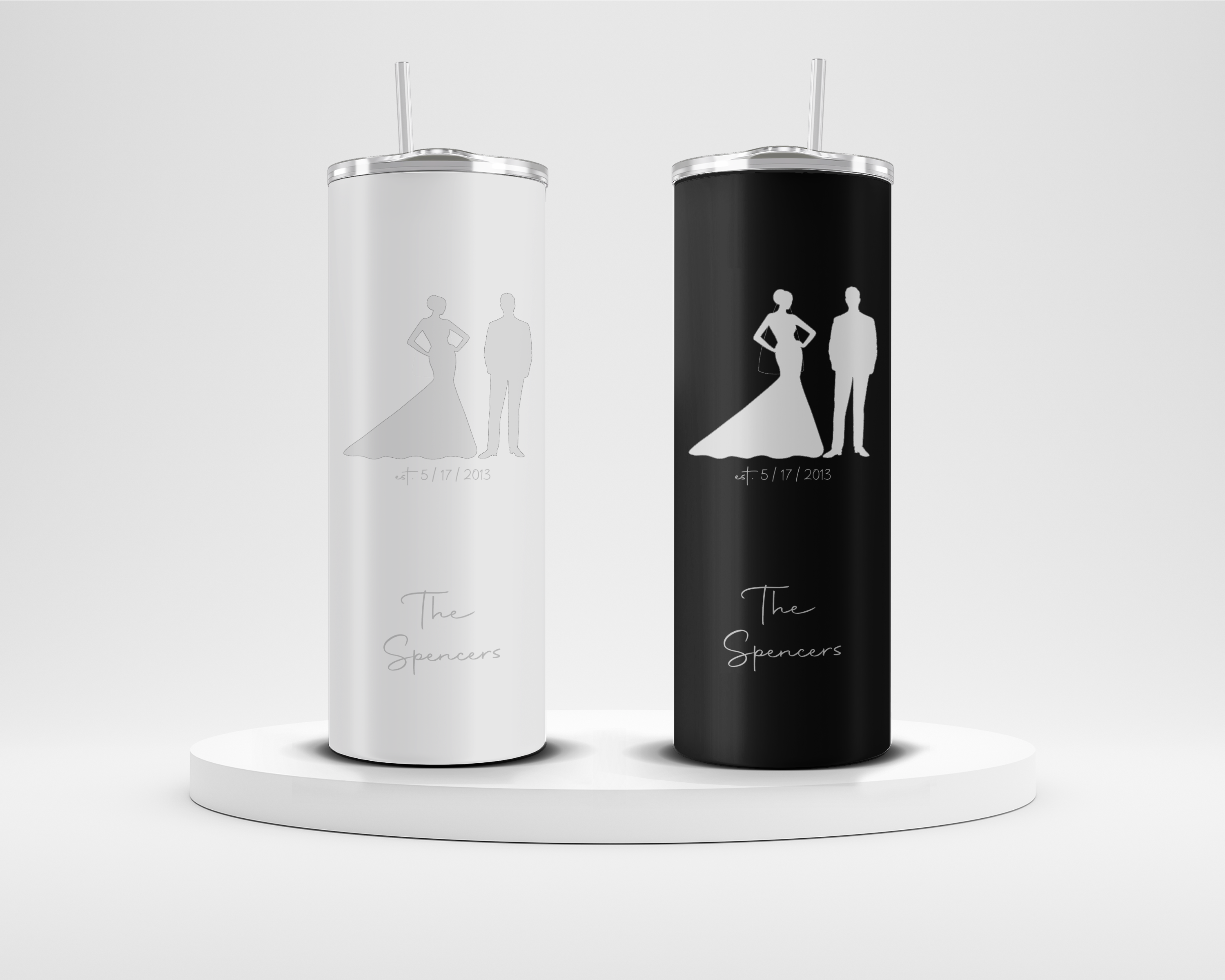 Bride & Groom with date & last name