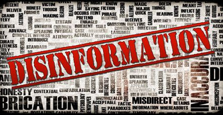 A sign that describes types of disinformation