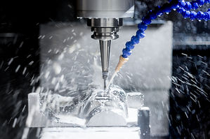 High precision CNC machining center working, operator machining automotive sample part pro