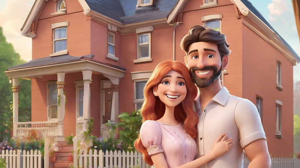 Happy couple outside their new Victorian-style home, supported by the Victorian Homebuyer Fund.