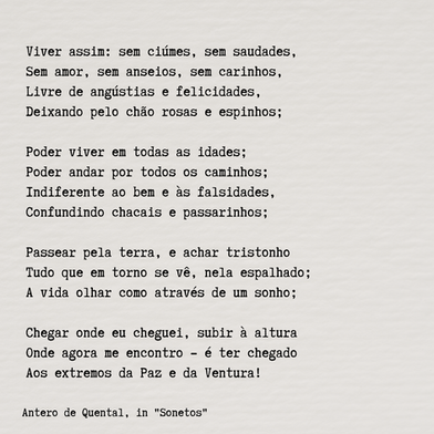 Viver assim sem ciúmes, sem saudades, Sem amor, sem anseios, sem carinhos, Livre de angúst