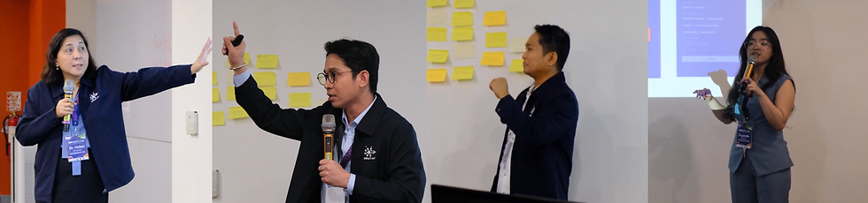 In photo: Dr Helen U Amante, Mr Jyro B Triviño, Dr Emerald Jay D Ilac, and Ms Crystelle Jel B Soriano lead discussions and interactive learning sessions during the IMPACT-NXT Technology Transfer Assessors' Training.